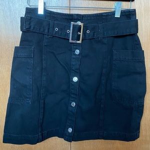 Topshop Button Belt Denim Skirt